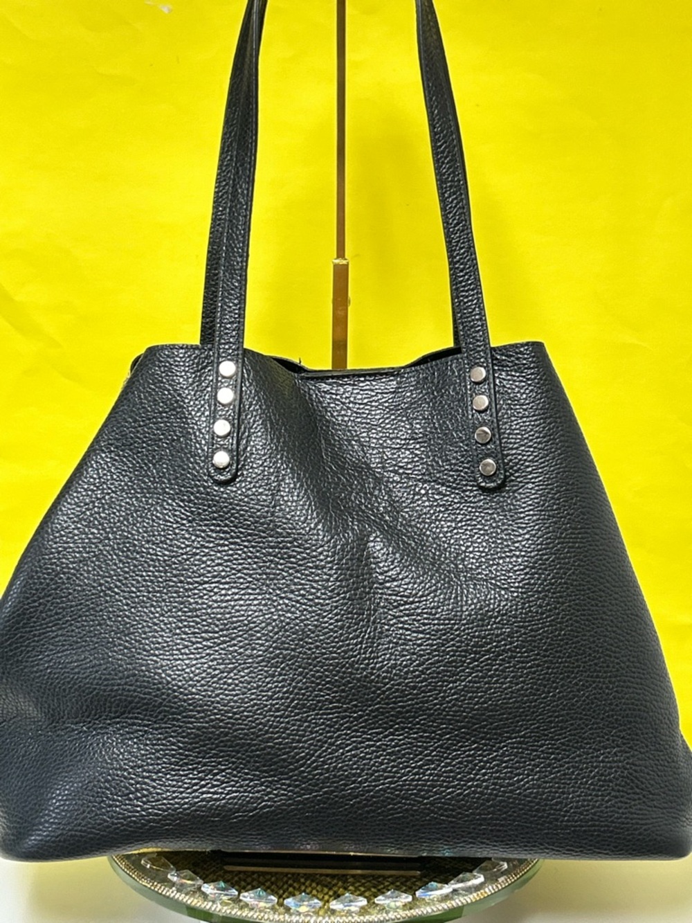 Borse in Pelle 2fer Yellow Snake-Print Tote Bag w/Travel Pouch Approx. 20x11 x 7 - Picture 3 of 17